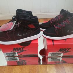 JORDAN 1 FEARLESS MID COME FLY WITH ME BLACK RED $200 SIZE 10.5, $150 SIZE 6.5 YOUTH yeezy japan bred