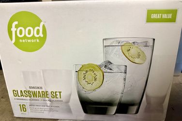 Food Network Smoke 16-Piece Glassware Set
