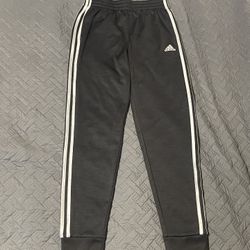 Adidas Kids Black Joggers with White Stripes