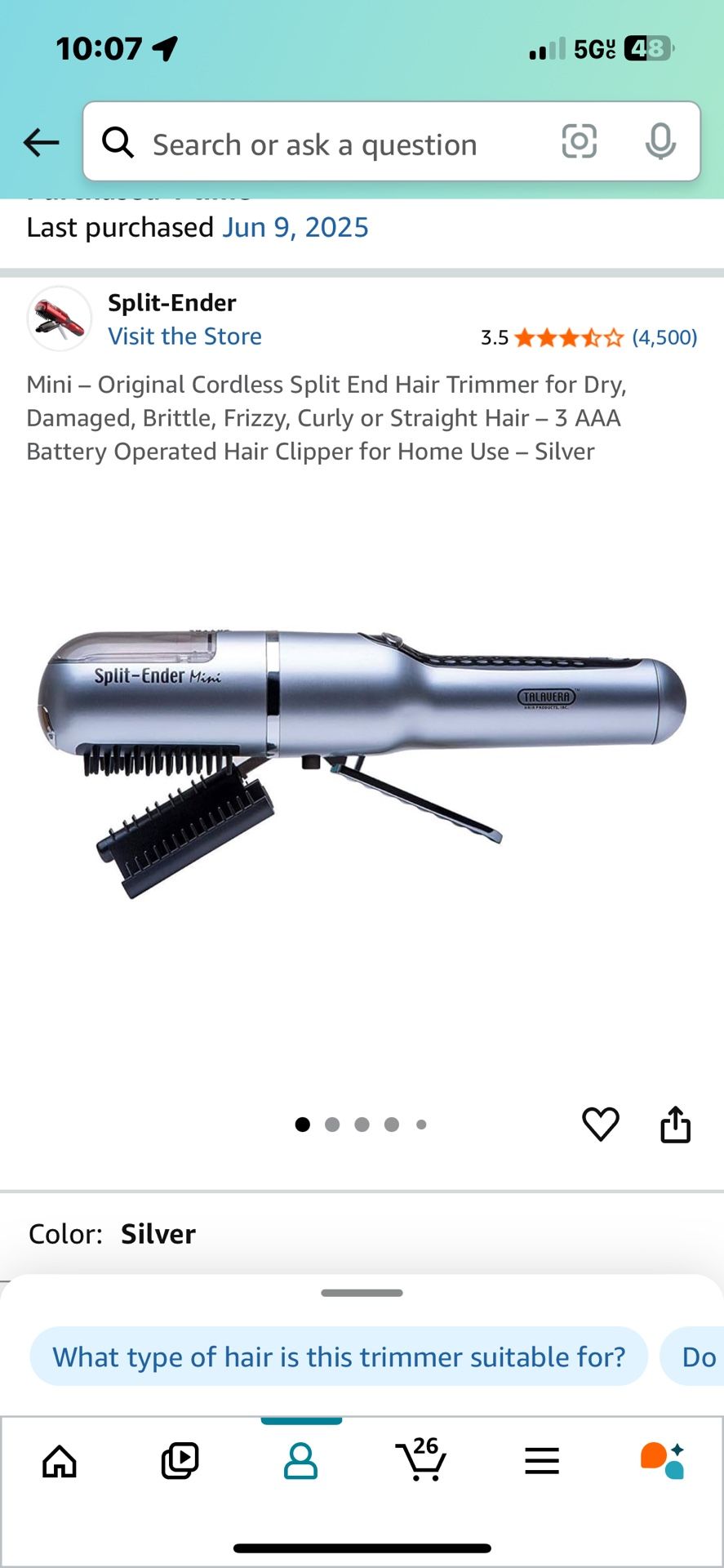 Mini – Original Cordless Split End Hair Trimmer for Dry, Damaged, Brittle, Frizzy, Curly or Straight Hair – 3 AAA Battery Operated Hair Clipper for Ho