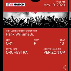 Hank Williams Jr Tickets $1000 OBO