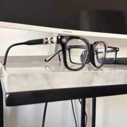 Chrome Hearts Blue Light Glasses – Black Frames w/ Silver Cross Details