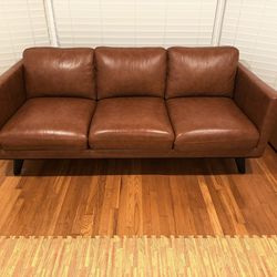 Abbyson Brown Leather Sofa