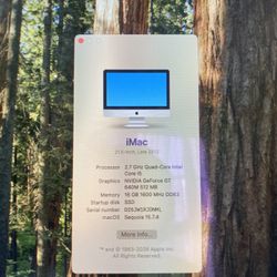 Apple iMac 21.5 Custom 16gb Ram 513gb Ssd Sequoia Apps