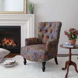 Homy Casa JOVANNI Oversized Paisley Floral Wingback Accent Chair with Rolled Arms Open Box