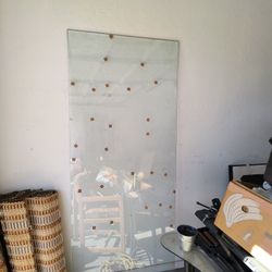 Tempered glass shower door . 