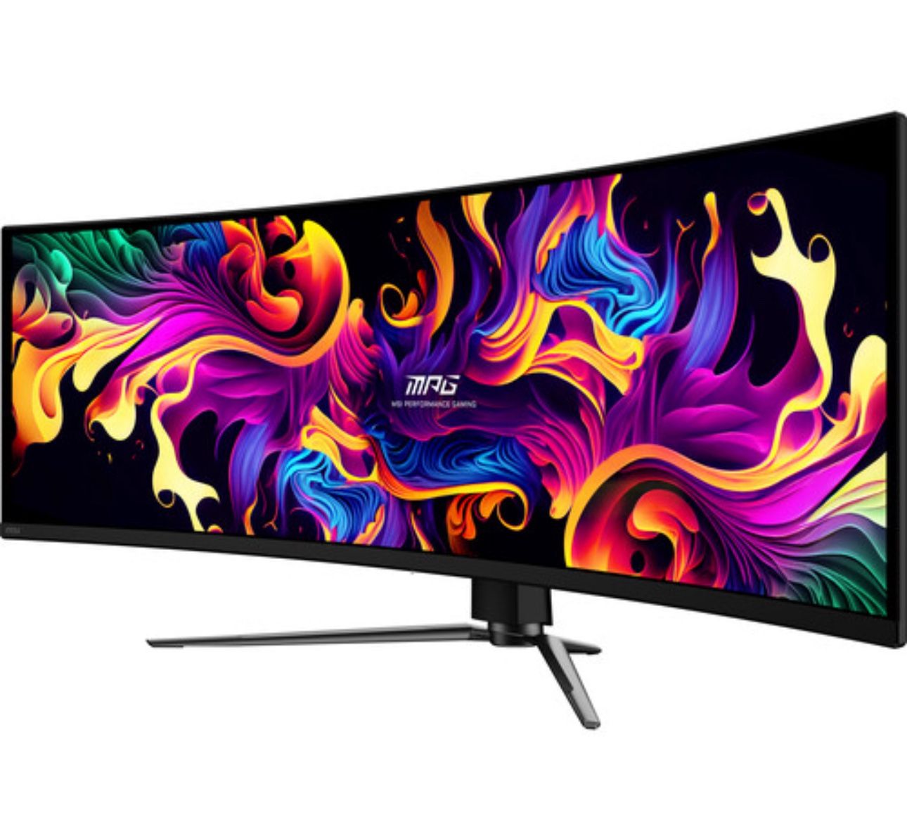 MSI MPG 491CQP QD-OLED is a 49-inch curved gaming monitor with a 5210x1440 UWQHD 1800R curved QD-OLED panel, 144Hz refresh rate, and 0.03ms