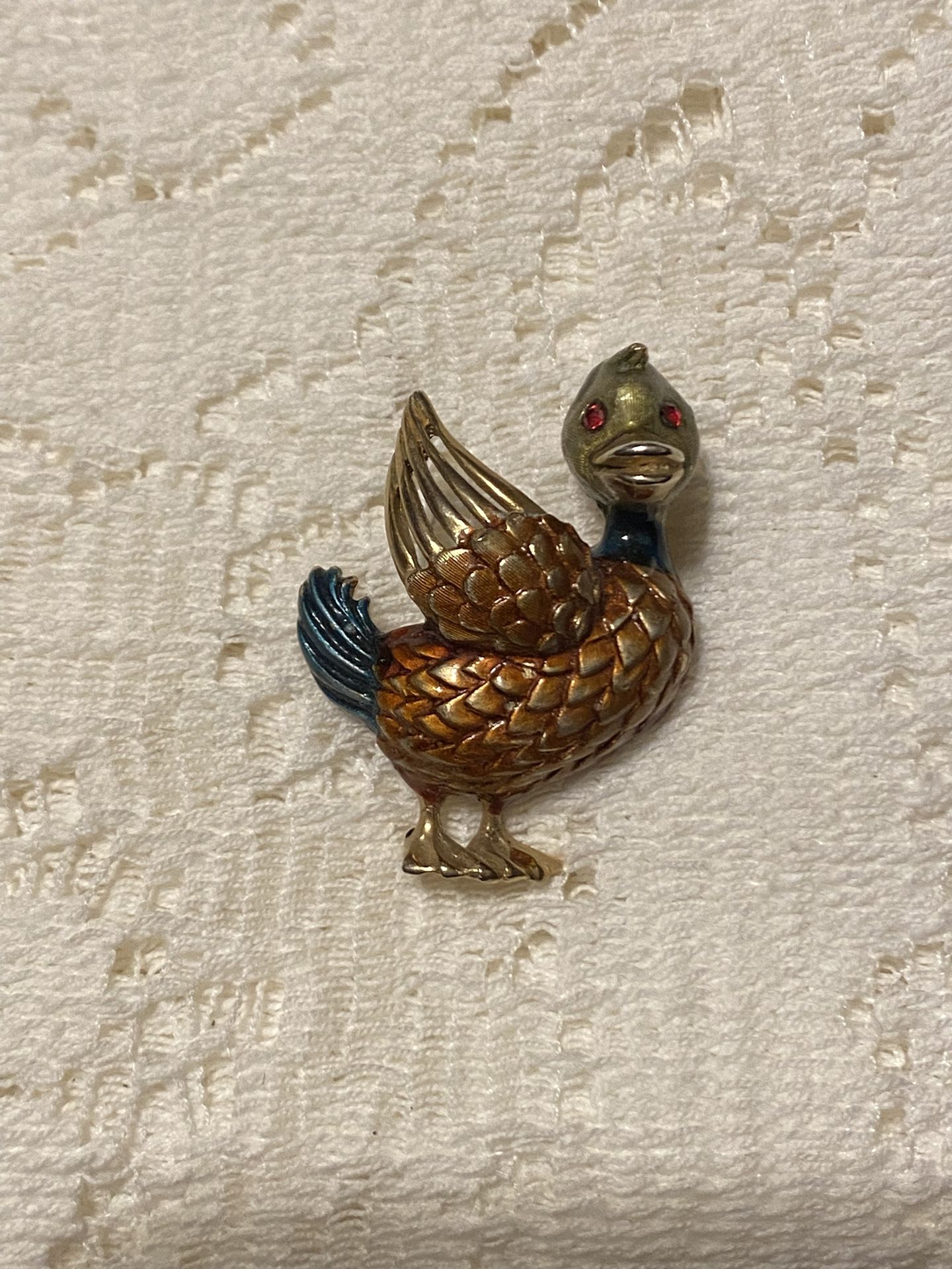 Vintage signed “JJ” Jonette Jewelry Brooch Enamel Duck Brooch