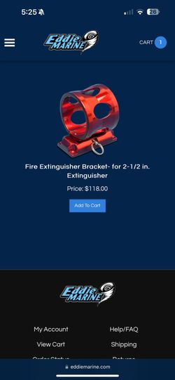 Eddie Marine Fire Extinguisher Bracket- for 2-1/2 in.