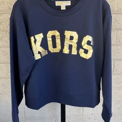 New NWT Michael Kors Women’s Logo Long Sleeve Cropped Sweatshirt XS Or M MSRP $110