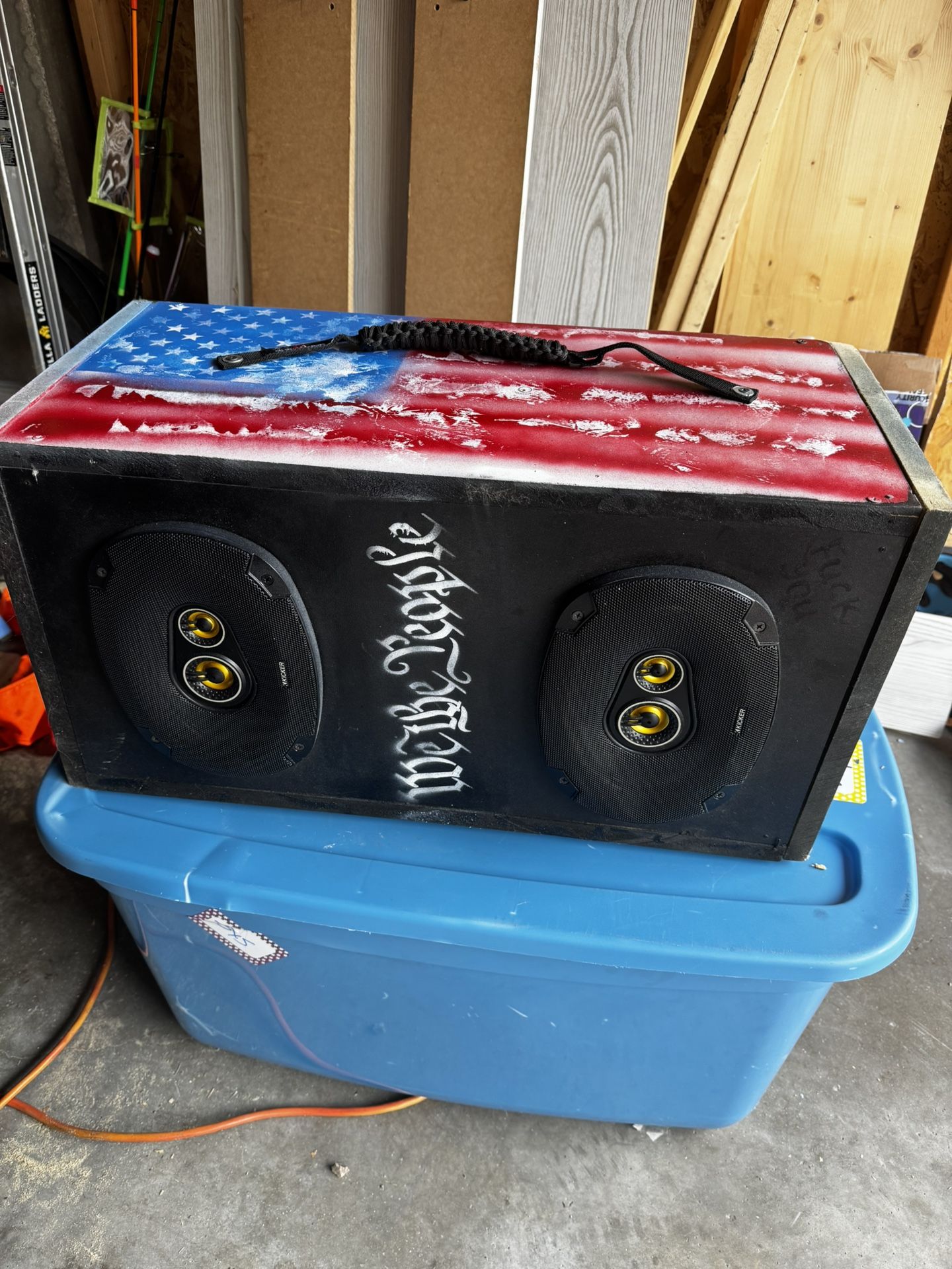 Homemade dewalt powered speaker and stereo