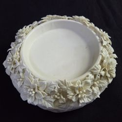 Vtg Ceramic Plant Pot/Candle Holder  Intricate Design Floral Pattern 10"X4" Erco