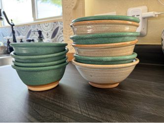 *SOLD AS ENTIRE SET* Handmade Ceramic Glazed Stoneware - Snack/Cereal Bowls