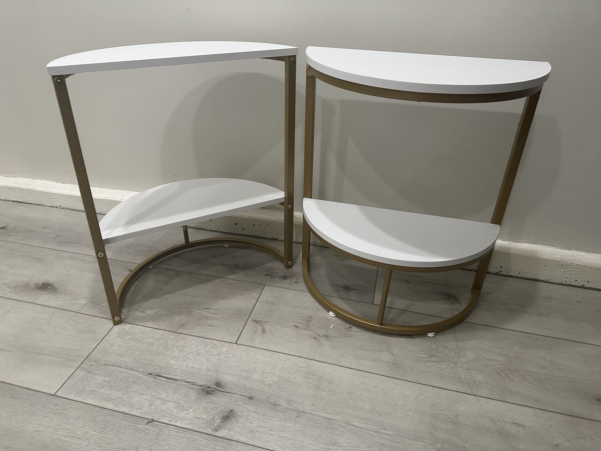 End Table, Half Round Narrow Side Table with Metal Frame New!