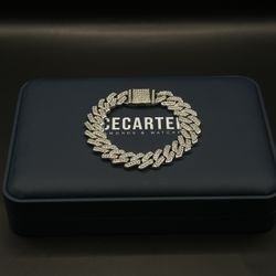 18k White Gold Plated Cuban Bracelet 