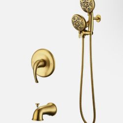 ELLO&ALLO ES-NG-T1006 48-Spray Tub/Shower Faucet & Handheld Combo, Brushed Gold