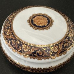 1950s Bacchus Limoges France Round Porcelain Trinket Box