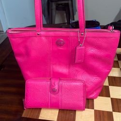 leather coach purse with wallet