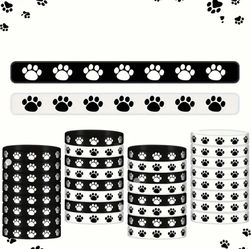 🐾Black & White Paw Print Rubber Bracelets 🐾