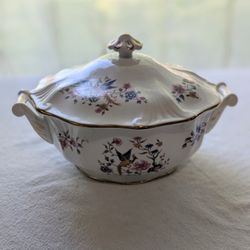 Hammersley Bird of Paradise Covered Dish Bone China Gold Trim