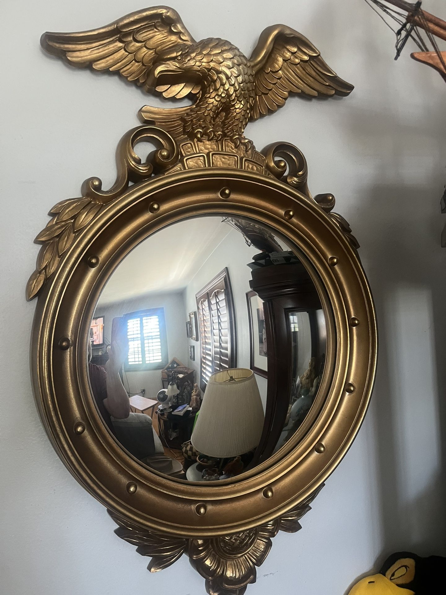 Syroco 1960’s Federal Eagle Mirror Round Gold