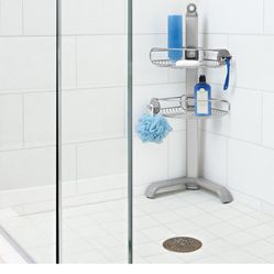 simplehuman Corner Shower Caddy, Stainless Steel and Anodized Aluminum