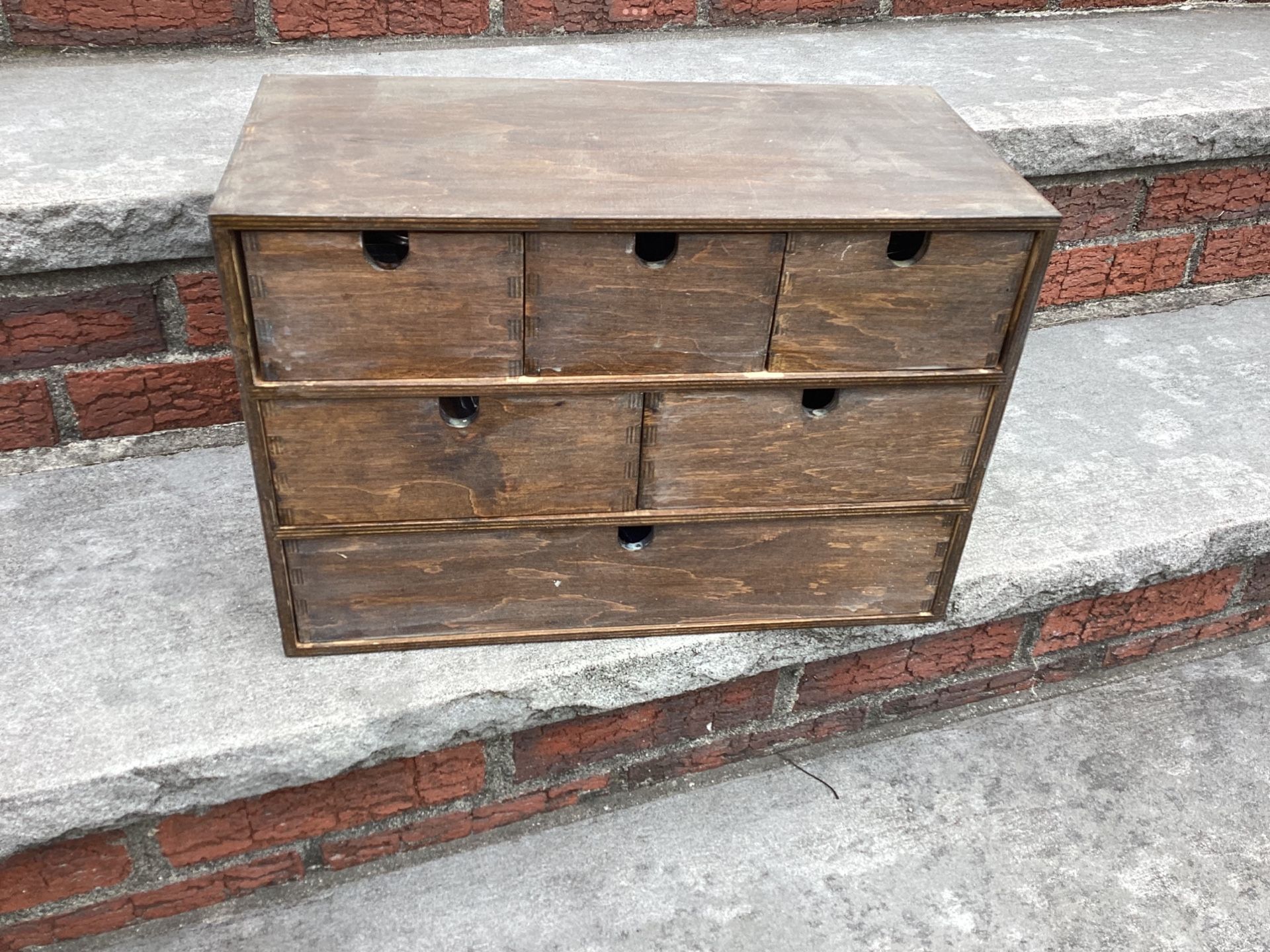 Vtg. Multi-Drawer Storage Cabinet Dovetail Joints Organizer Solid Wood