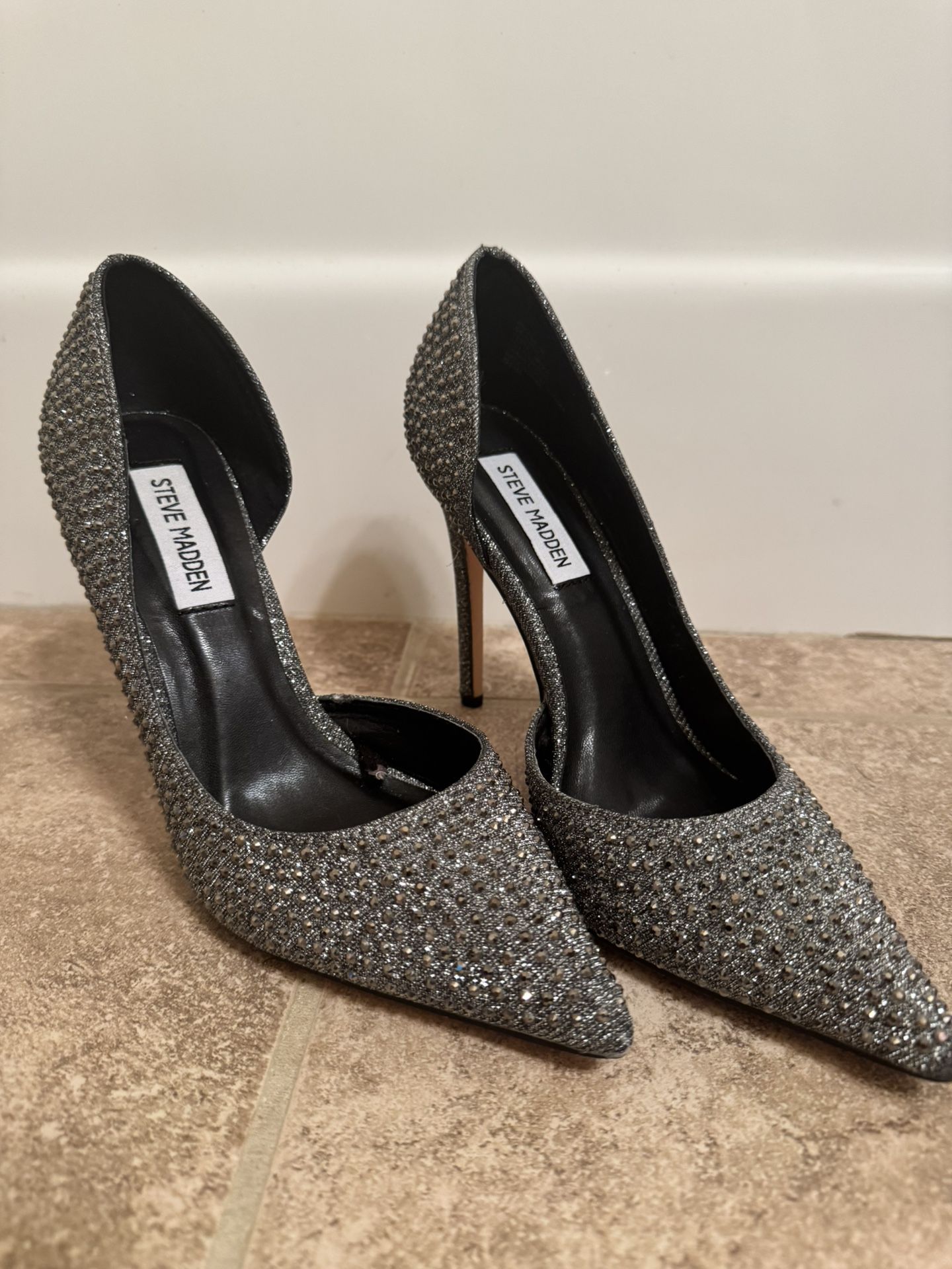 Steve Madden Glitter Silver Heels