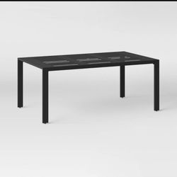 Henning 6 Person Rectangle Patio Dining Table, Outdoor Furniture - Black - Threshold