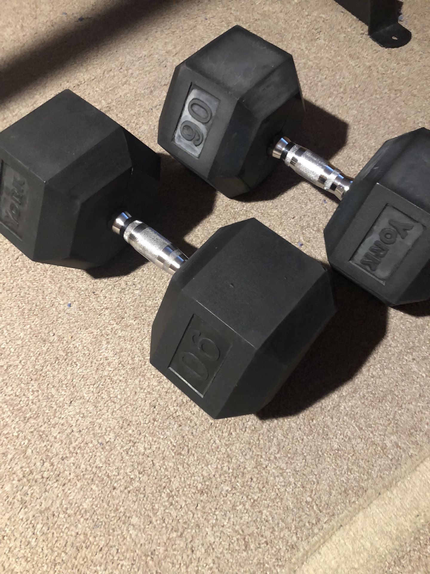 90 Lbs York Rubber Dumbbell Set