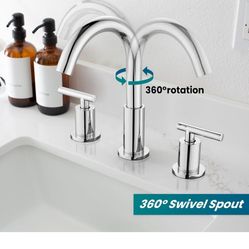 gotonovo 3 Hole 2 Handles Lavatory Basin Bathroom Sink Faucet with Pop Up Drain A23 ch $40