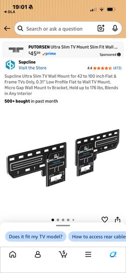 Ultra Slim TV Wall Mount for 42 to 100 inch Flat & Frame TVs, Only 0.31” Low Profile Flat to Wall TV Mount, Micro Gap Wall Mount tv Bracket, Hold up t