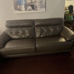 Grey Leather Couch 