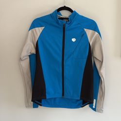 Pearl Izumi Cycling Jacket  Bike Top Black Blue  Soft Shell Women's Size L Large Zip Up 