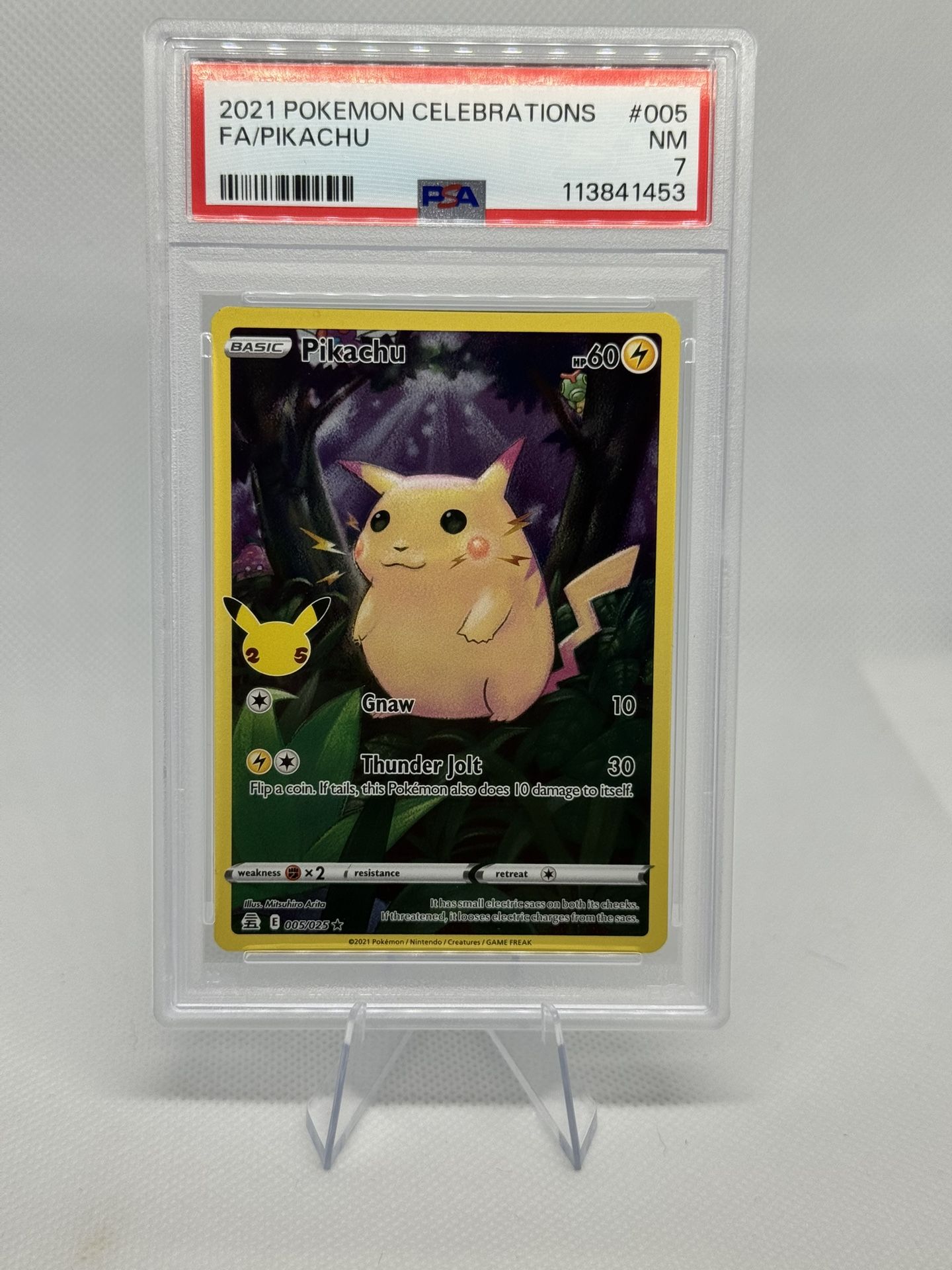 2021 Pokemon Celebrations Pikachu #005 Full Art PSA 7 Near Mint