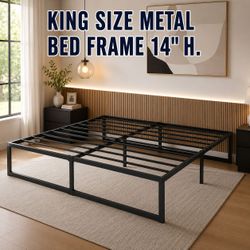 King size metal bed  frame 14" H NO BOXSPRING NEEDED