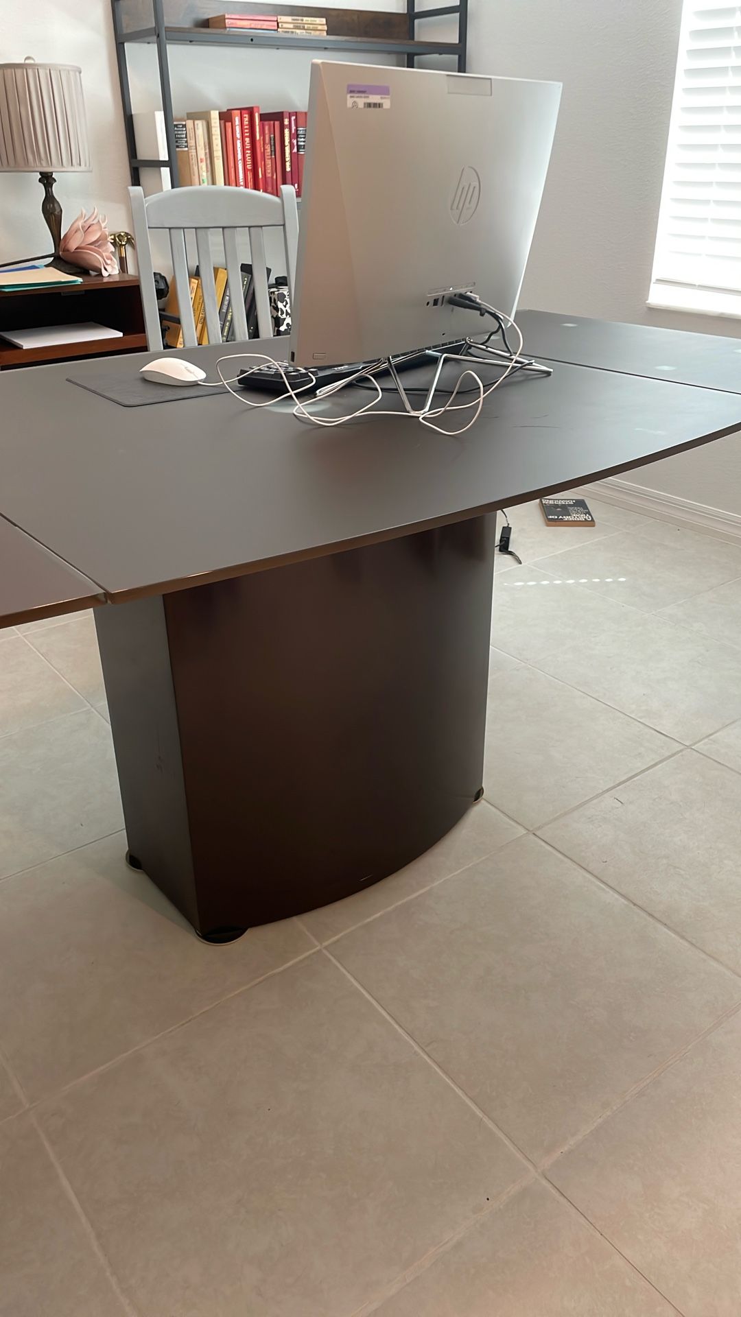 Brown glass dining table