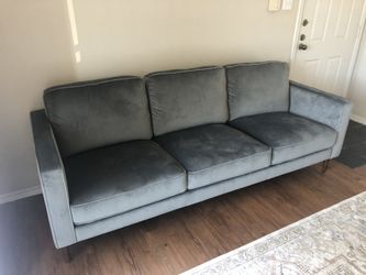 Fairfax steel grey velvet sofa deals