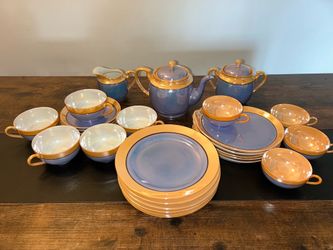 28 piece Japanese Lusterware hand painted tea set circa early-mid 20th century