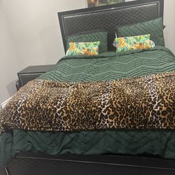 Leather Rhinestone Bedroom Set