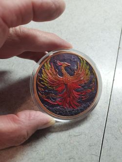 5 OZ COPPER ROUND COLORIZED PHOENIX