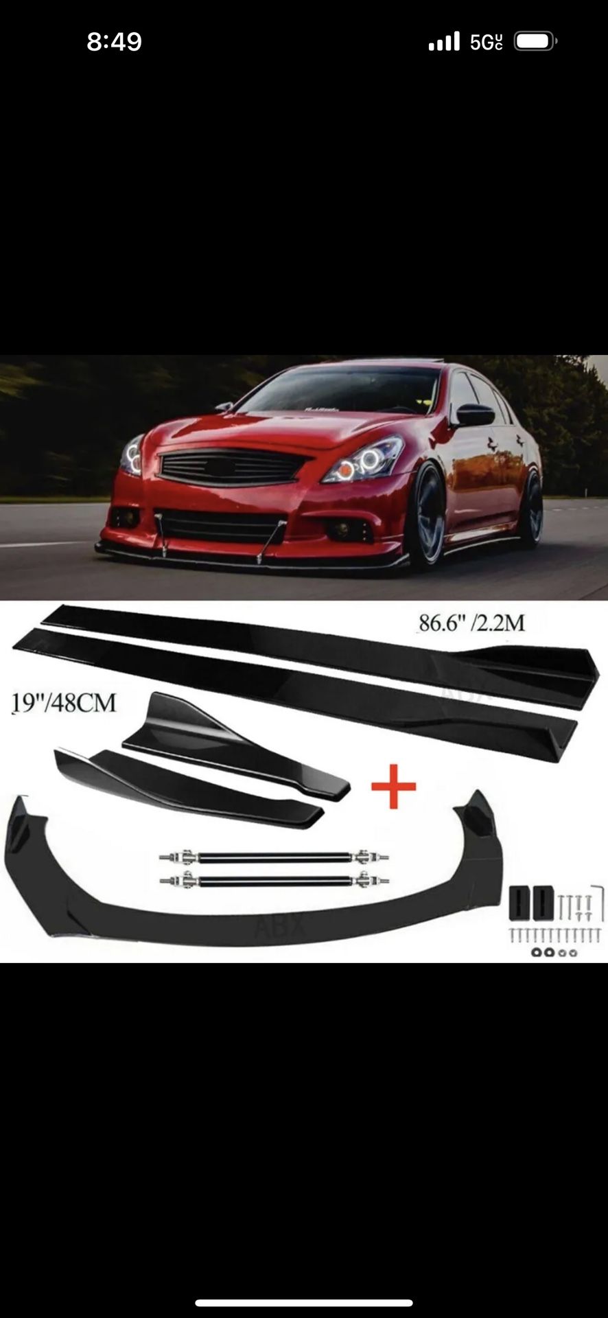 Front Lip+side Skirts For G37 Coupe And Sedan