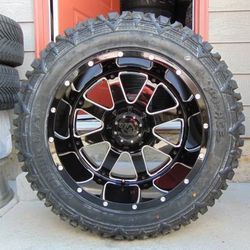 20X12 Black Rims LT 33 12.50 20 MT Tires  *6 Lug* *Chevy* *Ford* *Toyota* *-44MM OFFSET *