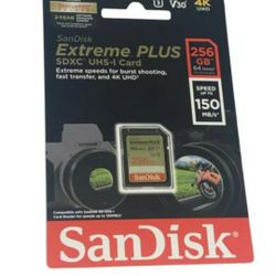 SanDisk Extreme PLUS 256GB SDXC UHS-I Memory Card 4K - 2B181