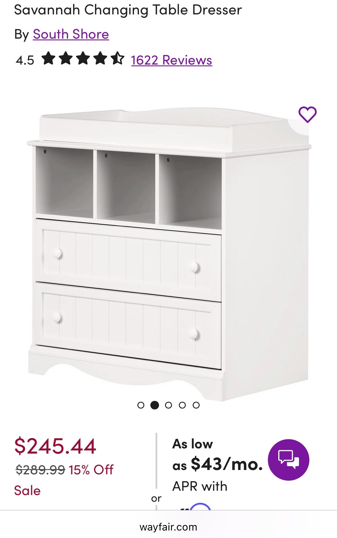 Changing Table Dresser, Non-White