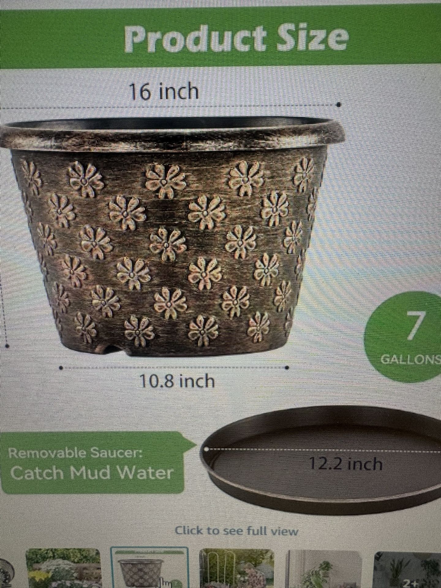 12  16” Decorative Plastic Planters For Plants