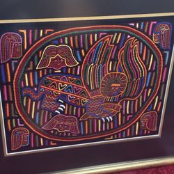 Handmade Kuna Mola Textile Art – Framed Folk Art