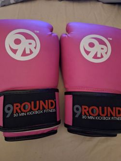 Pair of 9 Round 30 Min Kickboxing Fitness Pink & Black Gloves Boxing Sparing