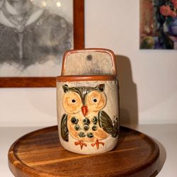 Vintage Ceramic Owl Wall Pocket Planter
