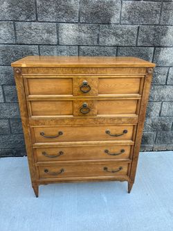 mid century 5 drawer highboy chest